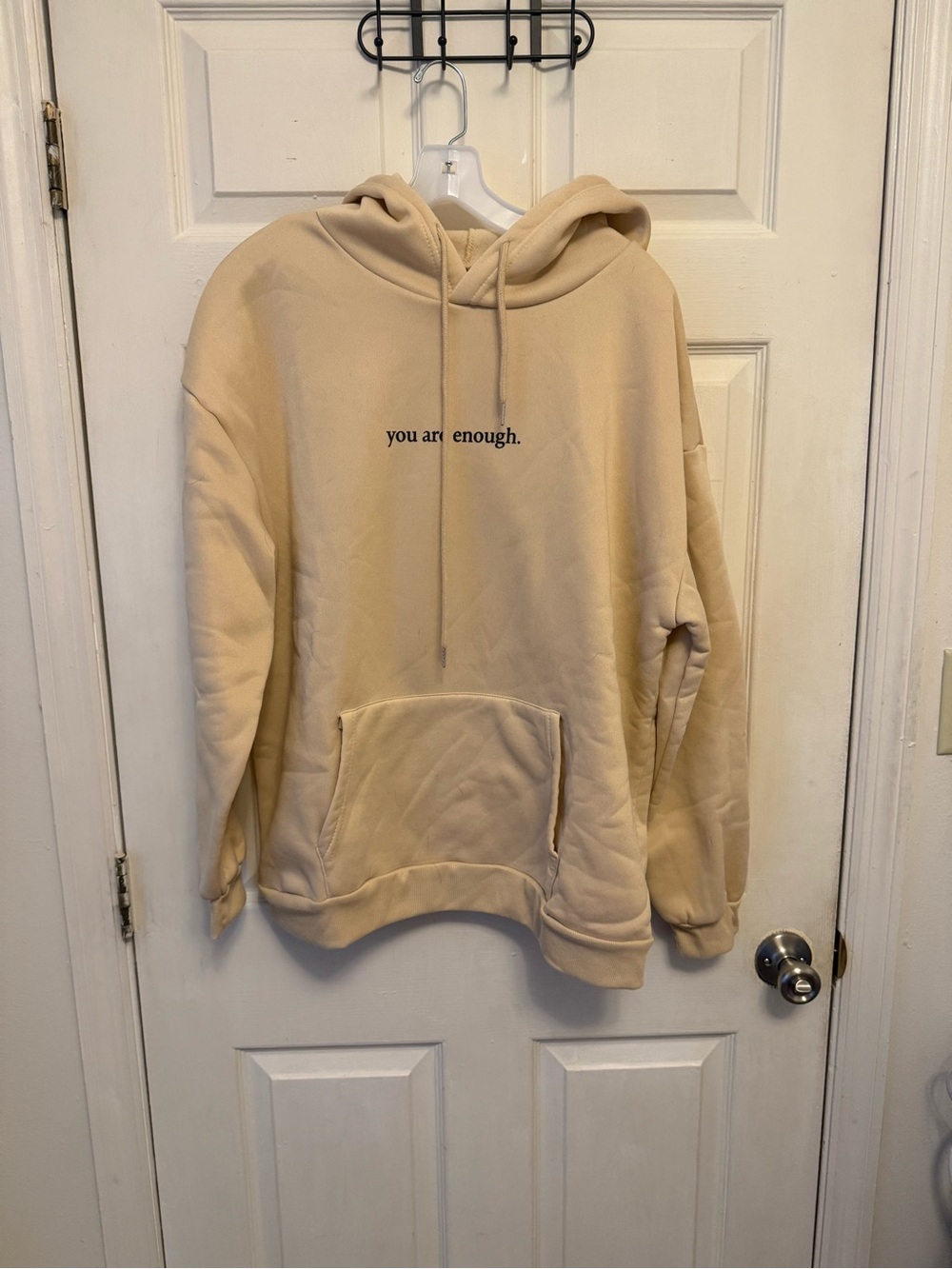 Women’s Light Caramel Colored Hooded Sweatshirt - 'you are enough.' Graphic